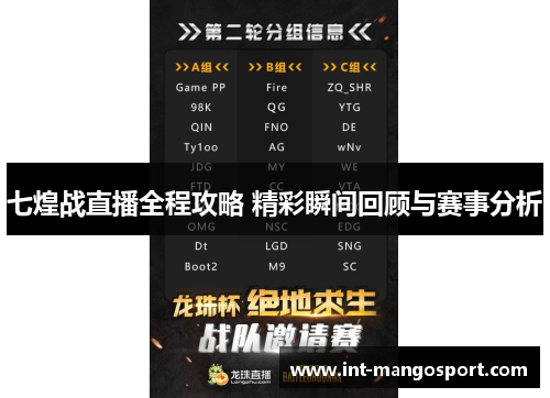 七煌战直播全程攻略 精彩瞬间回顾与赛事分析